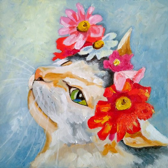 Cat flower mood