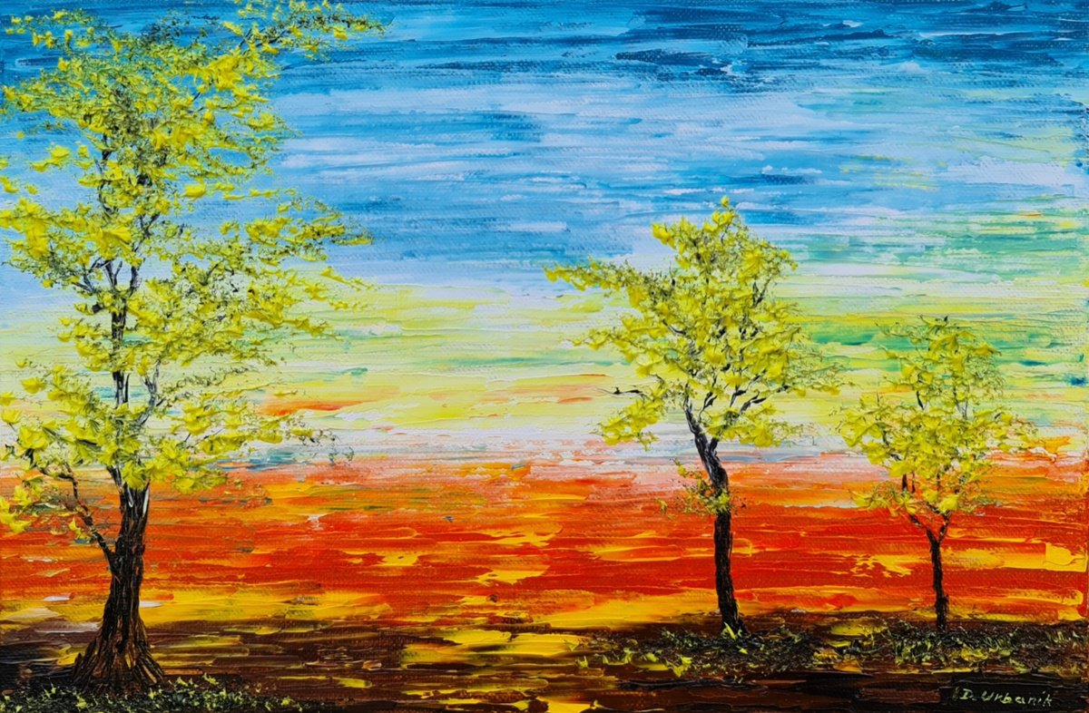 Impressionistic Landscape Oil Painting By Daniel Urbani?k, 12 X 8, Autumn 1, Original Artwork