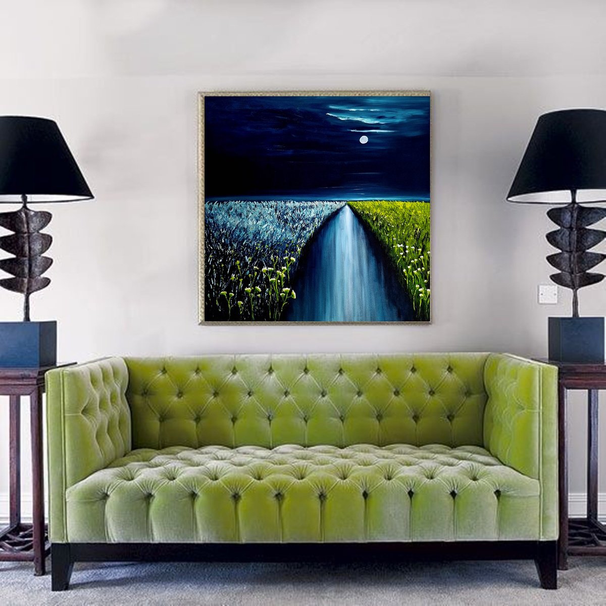 Impressionistic Landscape Acrylic Painting By Danijela Dan, 31 X 31, Midnight Sky, Original Artwork