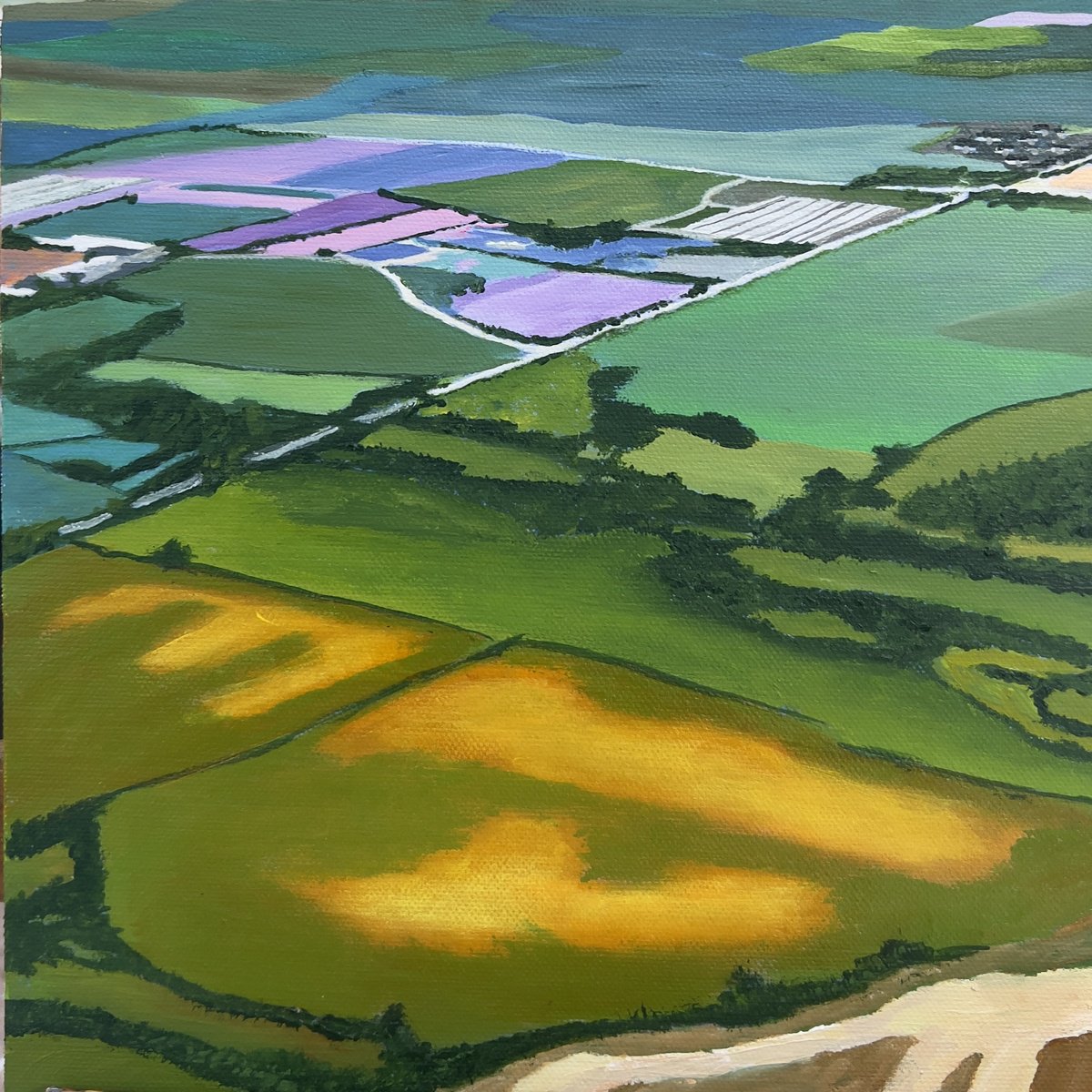 Impressionistic Landscape Acrylic Painting By Km Arts, 10 X 10", When The Birds Start To Sing, Original Artwork