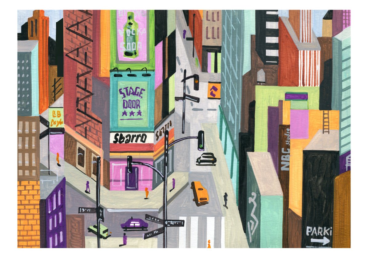 Urban And Pop Acrylic Painting , Newyork_Streetviews-Serie3-07 By Andre Baldet, 20 X 14, Artwork For Sale On Artfinder