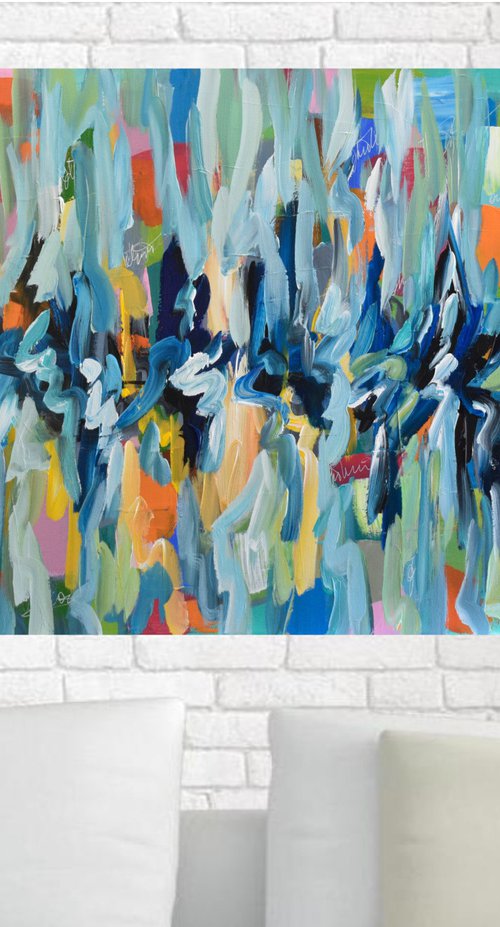 Burst of Happiness - Large Colorful Abstract by Olga Tkachyk