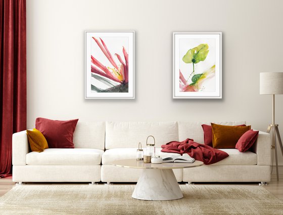 Home. Floral shades. A series of abstract original watercolours.