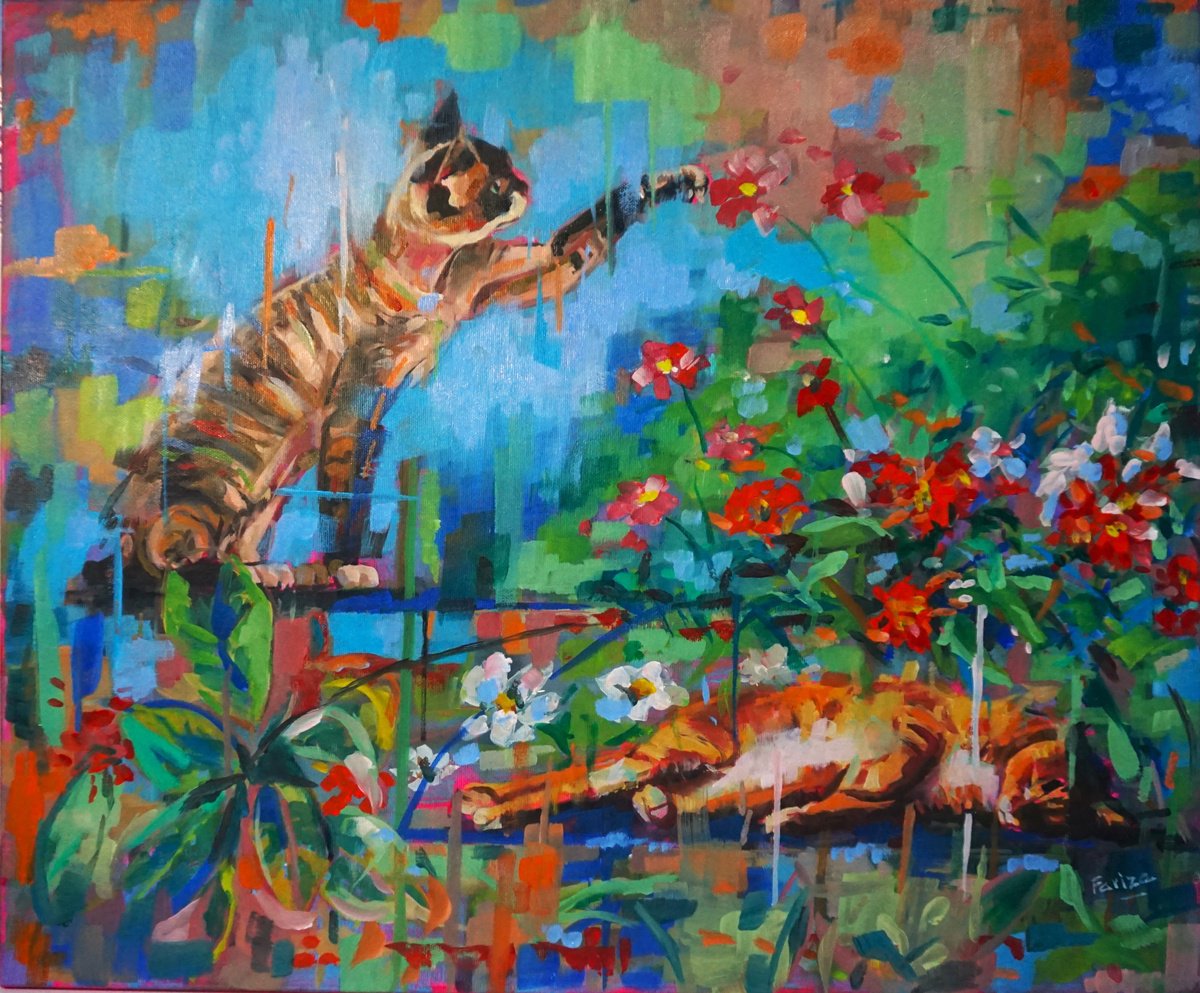 Impressionistic Animal Oil Painting By Amaya Fernandez Fariza, 26 X 21, Country Scene, Original Artwork