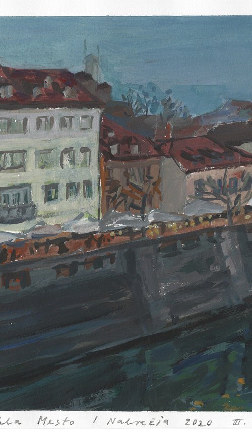 From Cycle City, River Banks III, 2020, acrylic on paper, 20.8 x 29.4 cm by Alenka Koderman