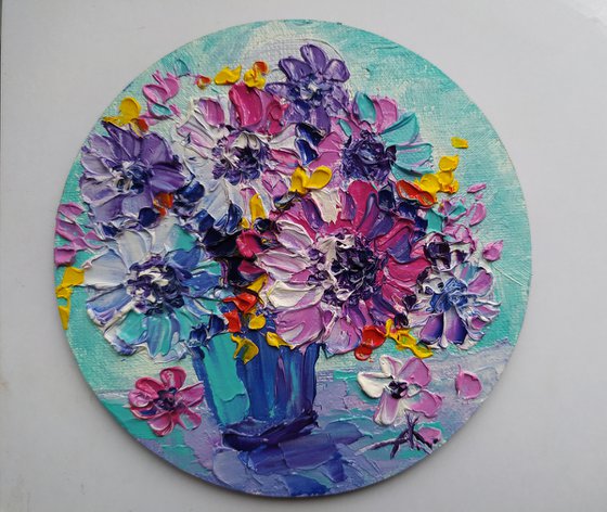 Small bouquet - small painting, bouquet, flowers oil painting, oil painting, flowers,  postcard, gift idea, gift