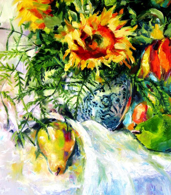 Sunflowers and fruits