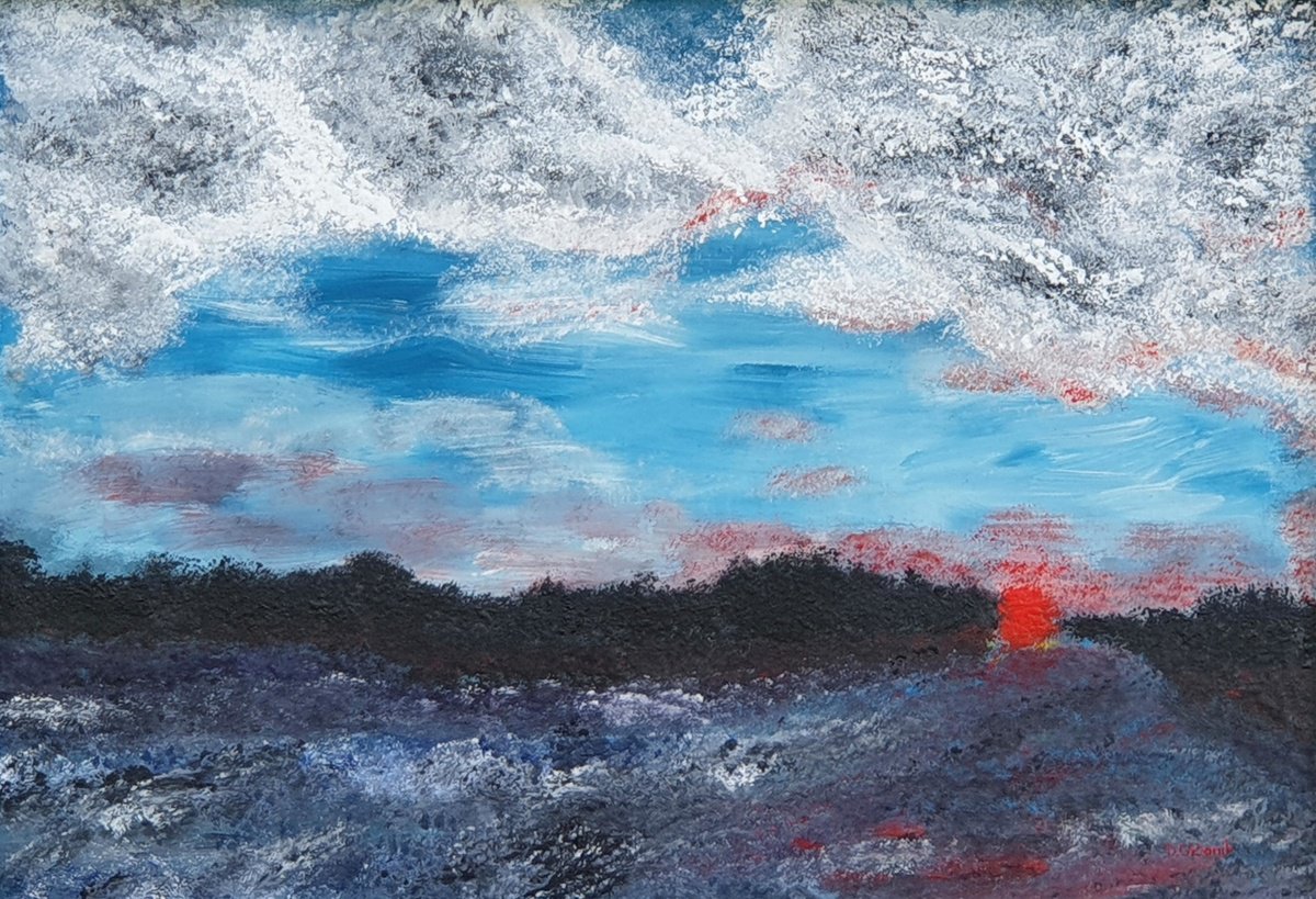 Abstract Landscape Acrylic Painting By Daniel Urbani?k, 30 X 21, Before The Storm, Original Artwork