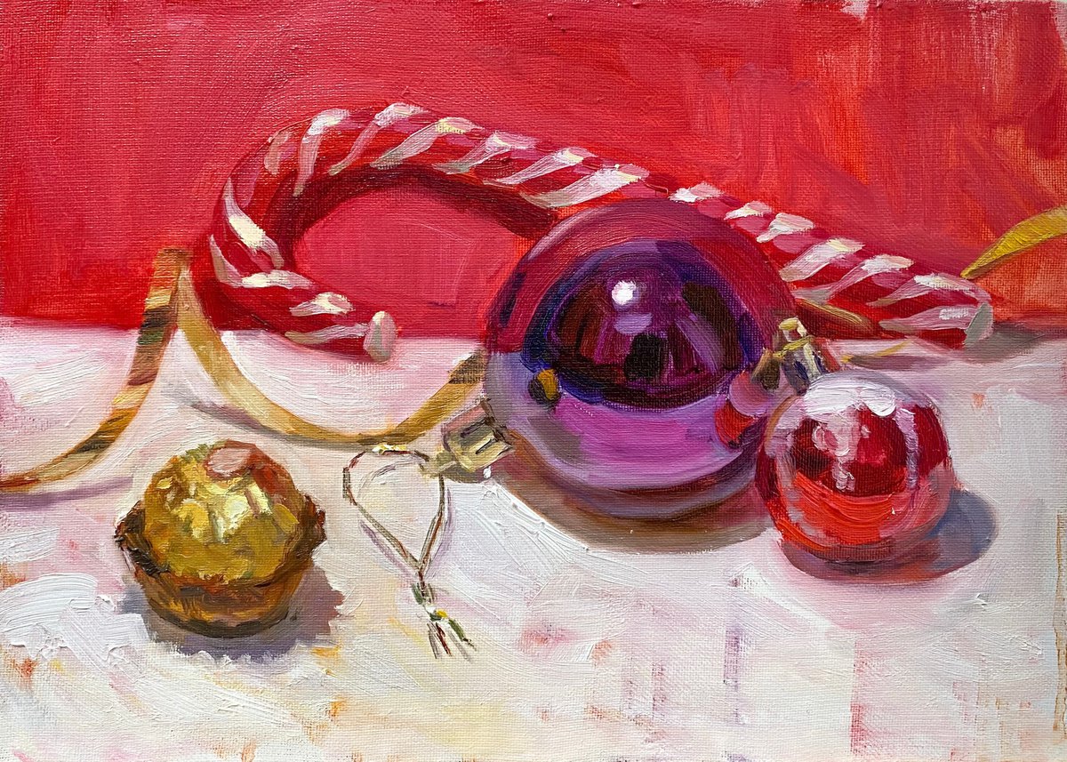 Christmas time | small oil etude by Nataliia Nosyk