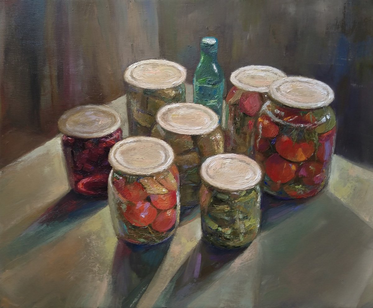 Impressionistic Still Life Oil Painting By Kamsar Ohanyan, 24 X 20", Still Life, Original Artwork