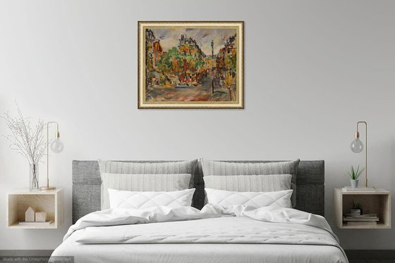 Hotel de Ville - Paris Landscape - Oil Painting - Plein Air - Cityscape of Paris - Medium Size 50x61 cm - Gift