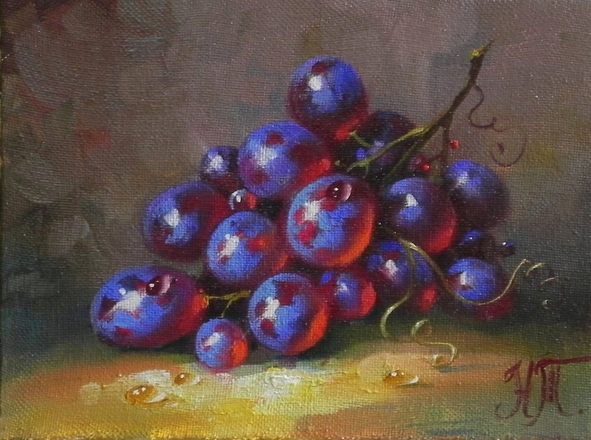 Grapes  Oil on canvas Kitchen decor 2021 by Tetiana Novikova