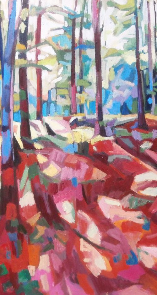 Red Forest / 70 x 55 cm by Maja Đokić Mihajlović