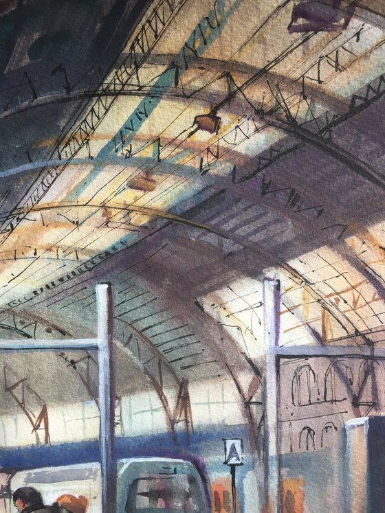 Train station painting. Barcelona Station.
