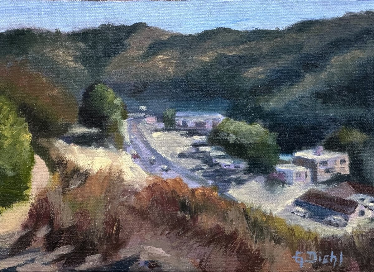 Impressionistic Landscape Oil Painting By Grace Diehl, 7 X 5, Through The Canyon, Original Artwork