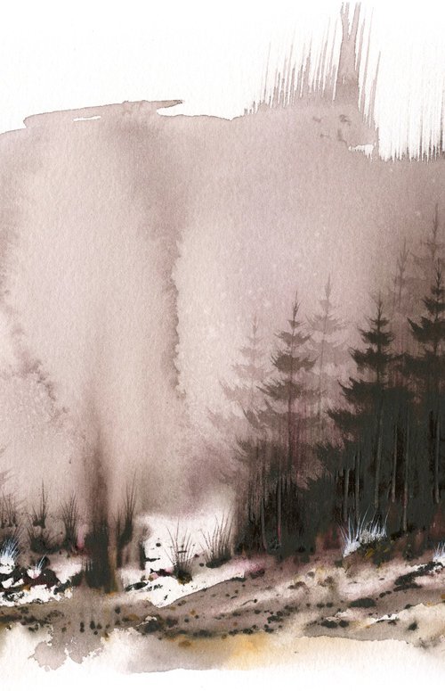 Places XXXIX - Watercolor Pine Forest by ieva Janu