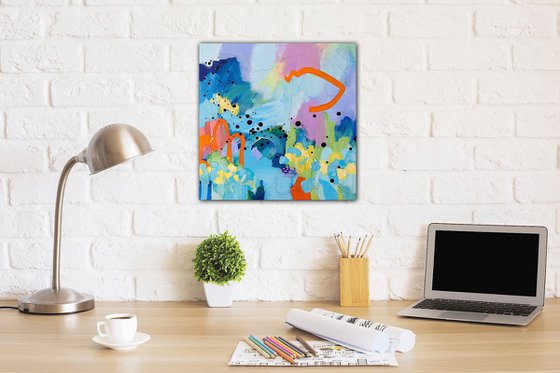 Le jour où j'ai ouvert la porte - Expressive abstract painting - Ready to hang