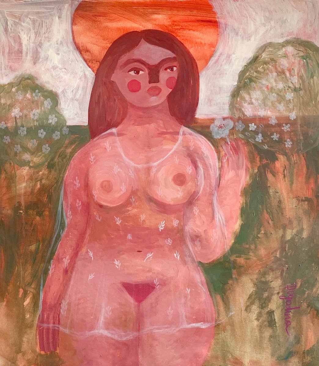 Impressionistic Portrait Acrylic Painting By Dasha Pogodina, 35 X 39, Like An Angel, Original Artwork