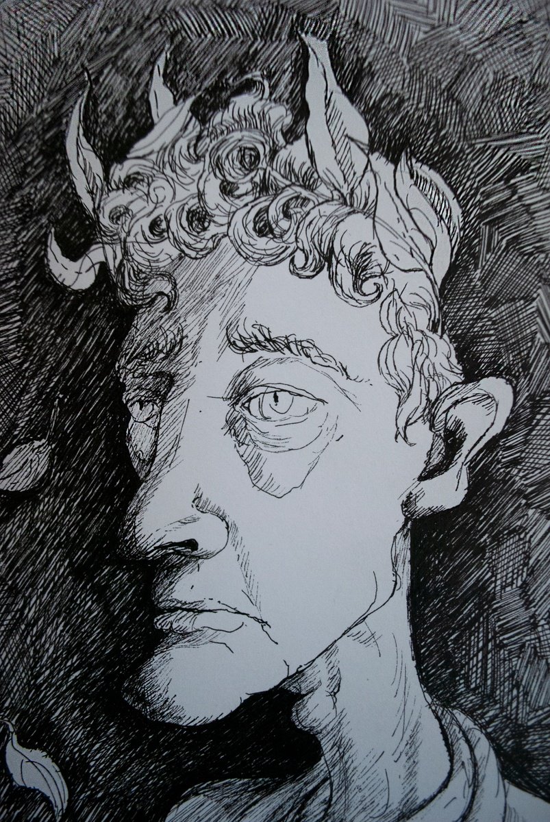 Illustrative Portrait Ink Drawing By Nikola Ivanovic, 8 X 12", Et Tu Brute?, Original Artwork