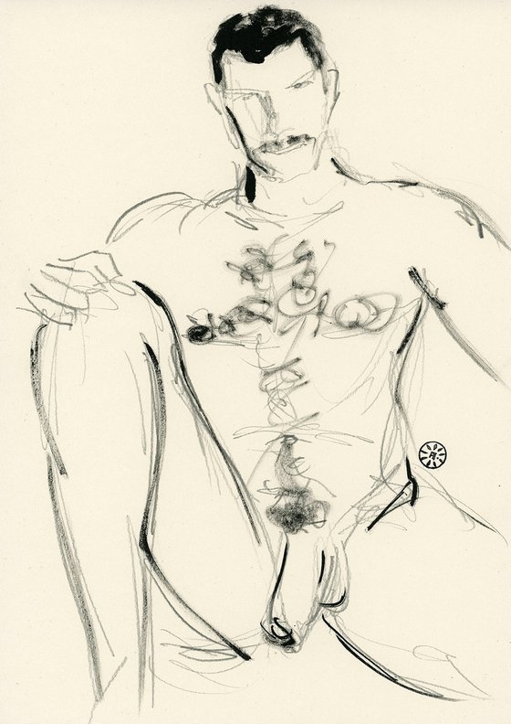 Male Nude In Ink And Graphite