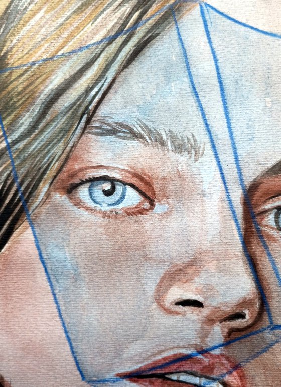 Reader with blue eyes