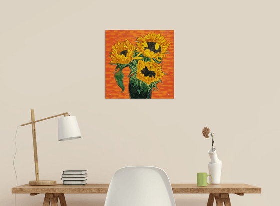 Three Sunflowers in a Vase