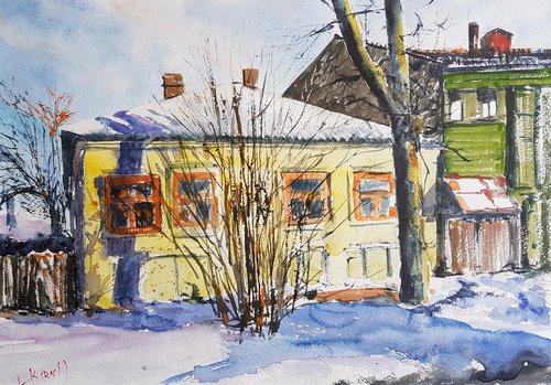The winter street by Leonid Kirnus