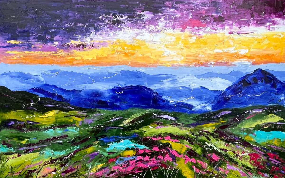 Impressionistic Landscape Oil Painting By Halyna Kirichenko, 31 X 20, Appalachian Mountains, Original Artwork