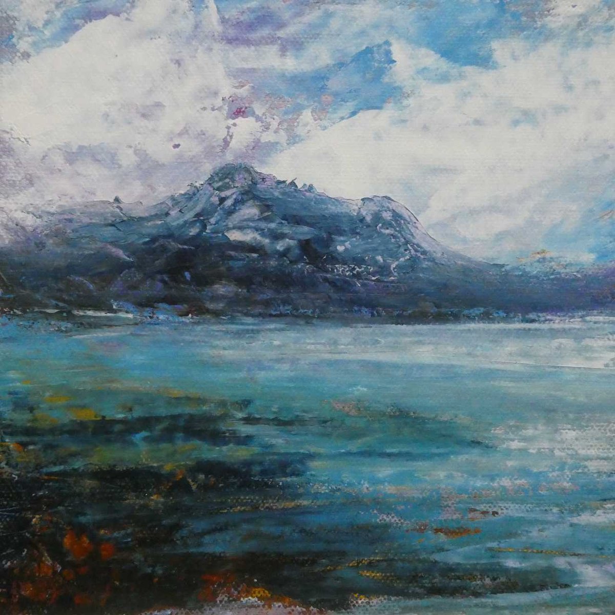 Impressionistic Landscape Oil Painting By Oconnart, 10 X 10", Turquoise Coast, Scotland, Original Artwork
