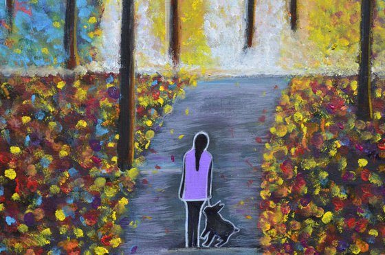 Stroll On The Pathway colorful painting on sale