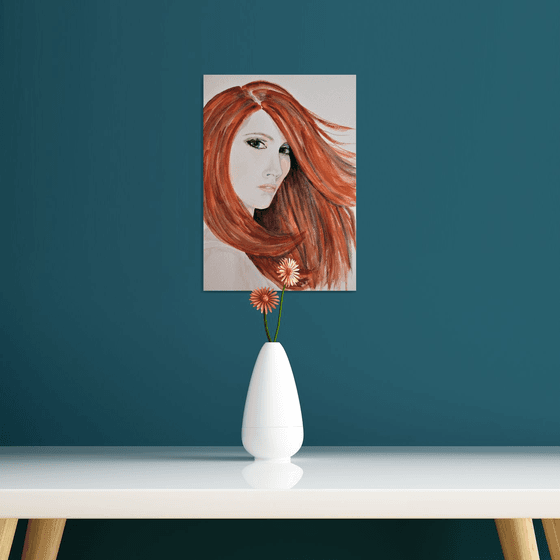 Portrait of woman with red hair