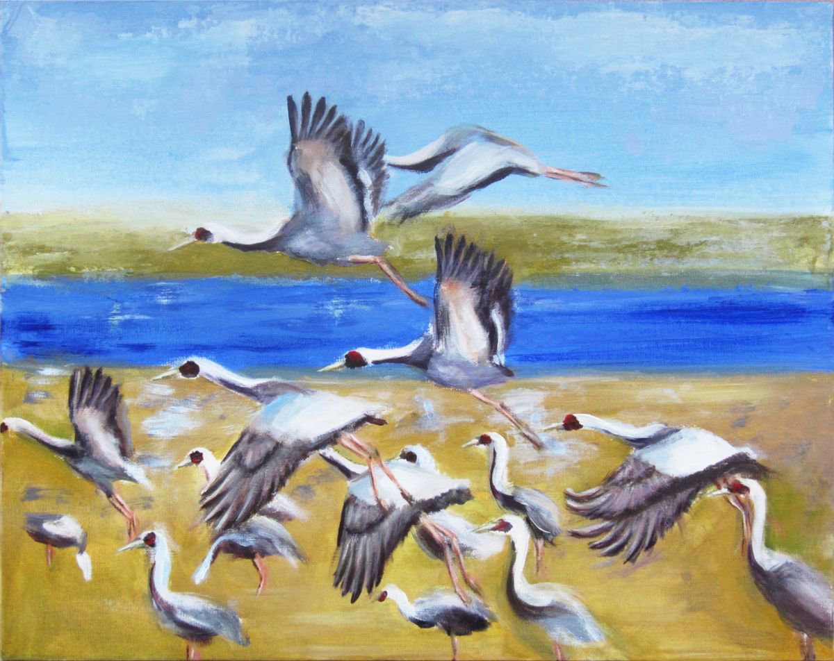 Impressionistic Animal Acrylic Painting By Jacqueline Talbot, 20 X 16, Ascent, Original Artwork