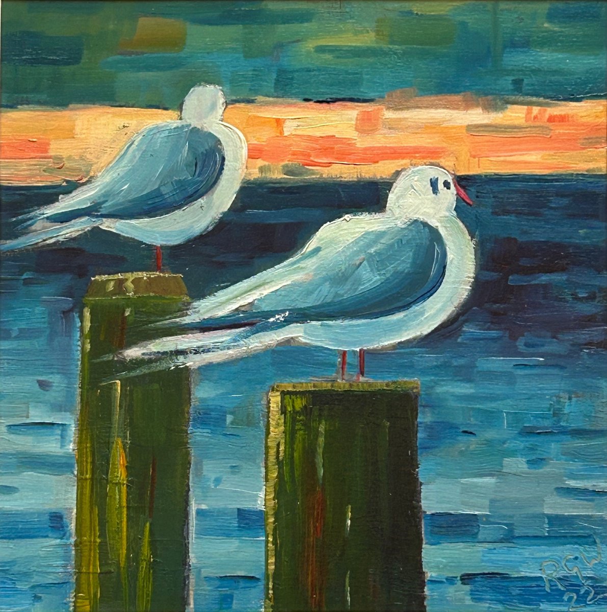 Solway Gulls By Robert Wells, 14 X 14, Artwork For Sale On Artfinder