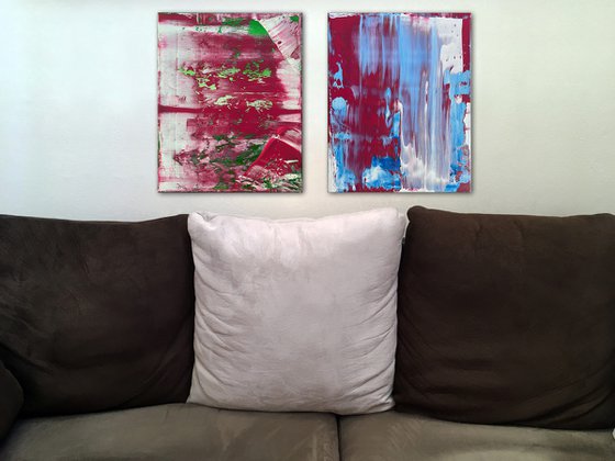 "They All Said It Wouldn't Work" - FREE USA SHIPPING - Original Large PMS Abstract Diptych Acrylic Paintings On Canvas - 32" x 20"