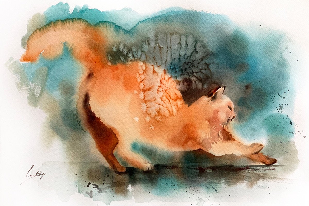 Expressive Animal Watercolour By Sophie Rodionov, 22 X 15", And Now...., Original Artwork
