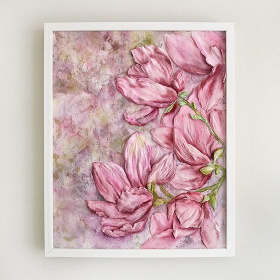 Pink magnolias sculpture painting