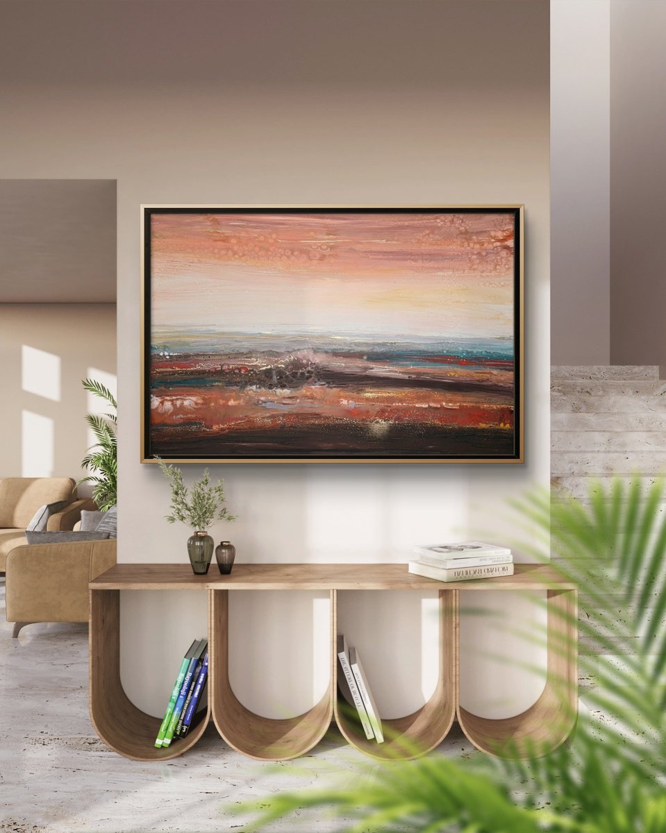 Organic Abstract Acrylic Painting By Eleni Denart, 59 X 39, New Dawn, Original Artwork