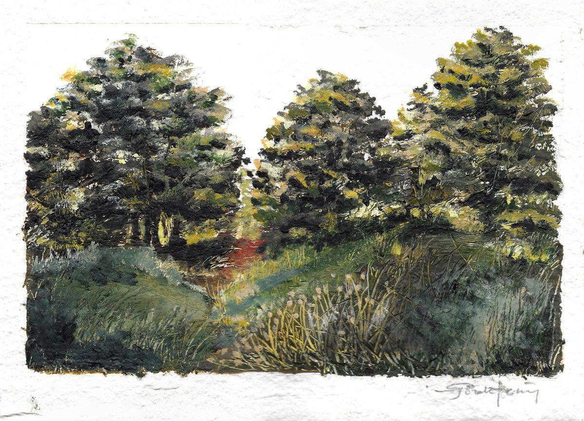 Expressive Oil Painting , Landscape / Through The Trees By Gozde Temiz Istanbul, 12 X 9, Artwork For Sale On Artfinder