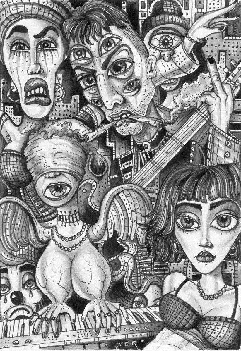 Surrealistic Portrait Drawing By Spencer John Derry, 8 X 12", The Finger, Original Artwork