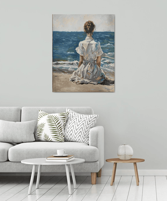 Woman by the ocean.
