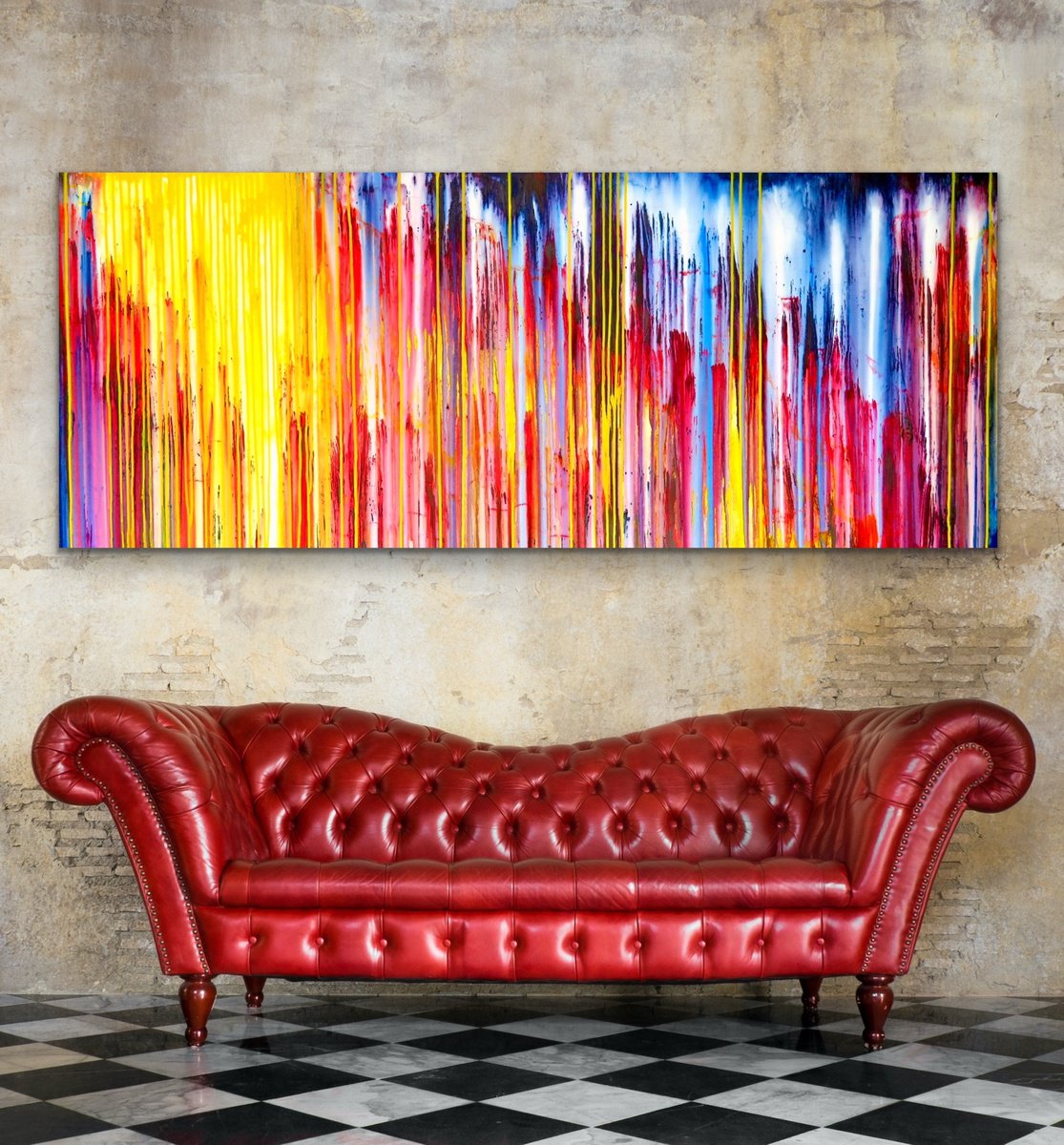Abstract Landscape Acrylic Painting By Carla Sa Fernandes, 79 X 31, The Emotional Creation 383, Original Artwork