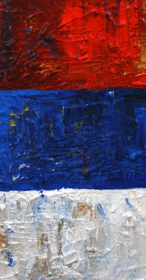 Serbian Flag, No.2010-01 by Alyse Radenovic