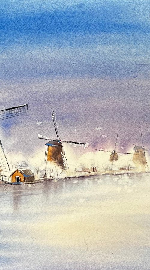 Windmills in Kinderdijk, Netherlands, Holland by Yana Ivannikova