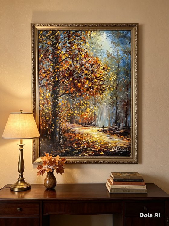 Original Autumn Forest Oil Painting