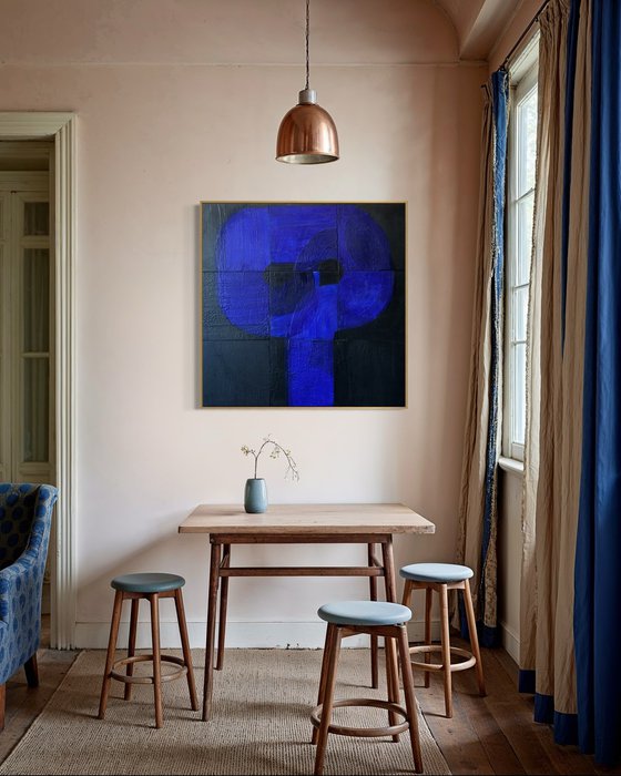 Genie, abstract encaustic painting 36" square