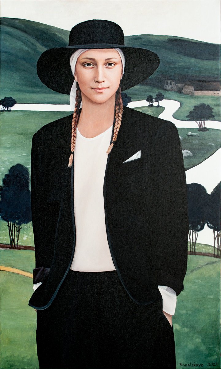 Photorealistic Portrait Acrylic Painting By Nataliya Bagatskaya, 22 X 35", White River, Original Artwork