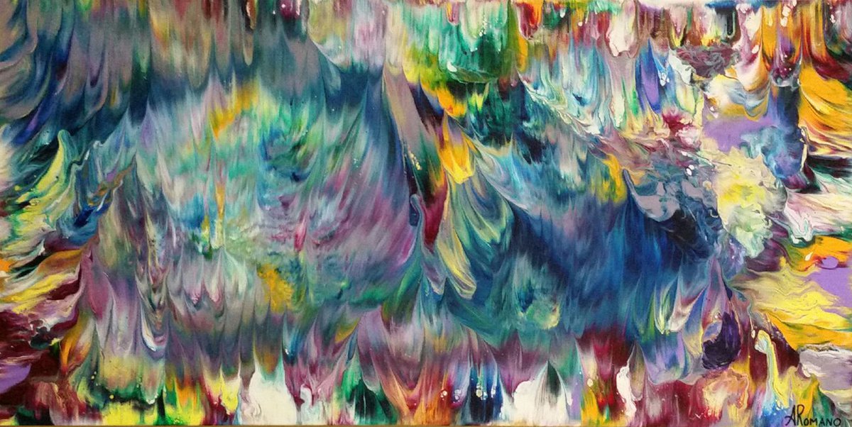 Organic Abstract Acrylic Painting By Alexandra Romano, 30 X 15, Free Spirit No. 2, Original Artwork