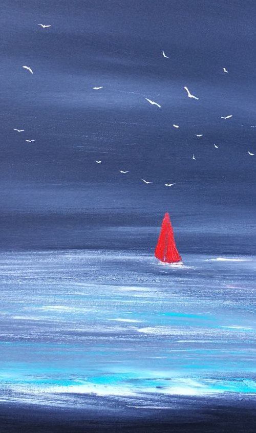 "Wherever you go, I will follow..." - Seascape, Murmuration, Panoramic, XL, Modern Art Office Decor Home by Mel Graham