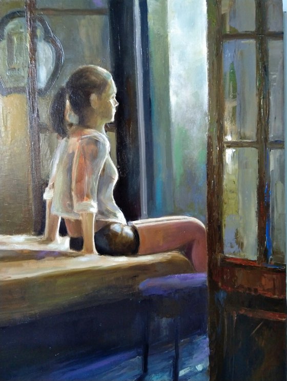 Young girl 60x50cm ,oil/canvas, impressionistic portrait