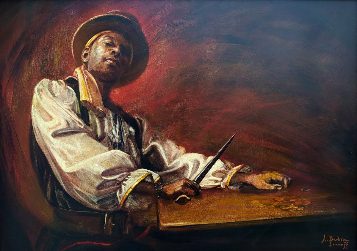 Expressive Portrait Oil Painting By Alexandre Barbera-Ivanoff, 32 X 24, The Crow, Original Artwork